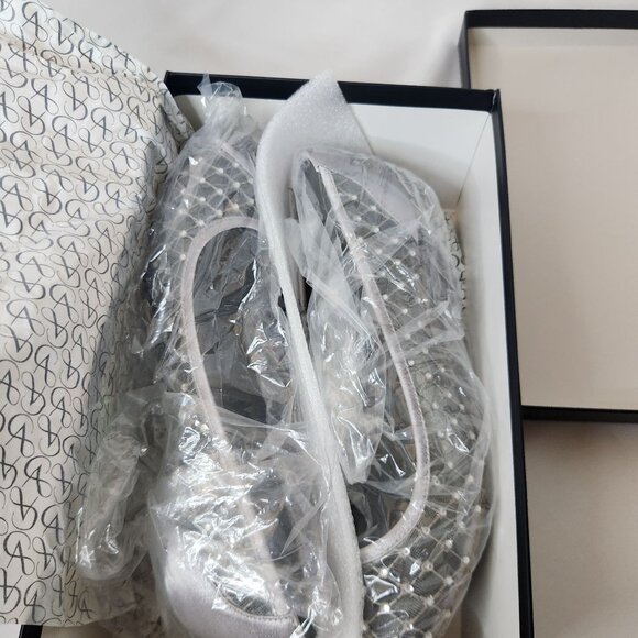 Adrianna Papell Silver Mesh Peep-Toe Heels with Rhinestones Size 8.5 - Picture 12 of 13